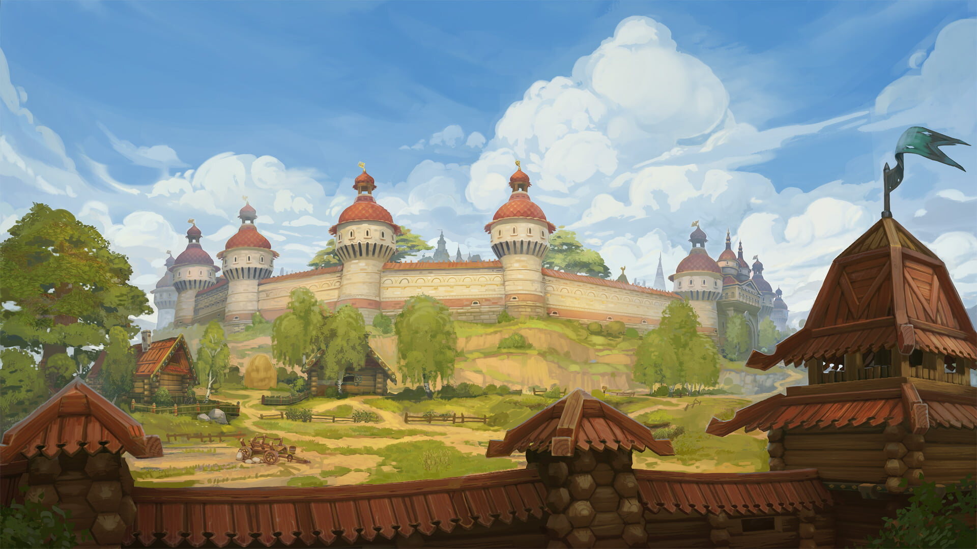 Prontera seen from the rooftops below its walls